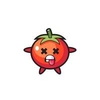 character of the cute tomatoes with dead pose vector