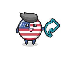 cute united states flag badge hold social media share symbol vector