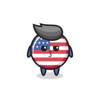 the bored expression of cute united states flag badge characters vector