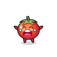 the illustration of crying tomatoes cute baby vector