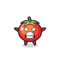 expresión airada del personaje de la mascota de los tomates vector