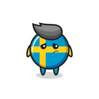 the lazy gesture of sweden flag badge cartoon character vector