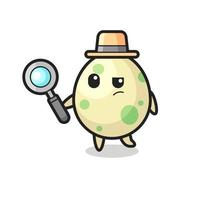 El personaje detective de huevos manchados está analizando un caso. vector