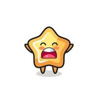 cute star mascot with a yawn expression vector