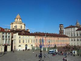 Piazza Castello central baroque square in Turin, Italy photo