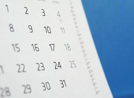 detalle de la página del calendario foto