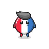 the lazy gesture of france flag badge cartoon character vector