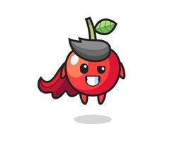 the cute cherry character as a flying superhero vector