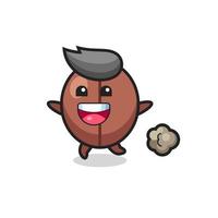 the happy coffee bean cartoon with running pose vector