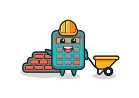 Cartoon character of calculator as a builder vector