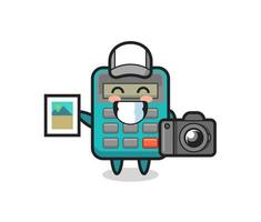 Character Illustration of calculator as a photographer vector