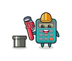 Character Illustration of calculator as a plumber vector