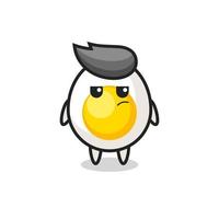 cute boiled egg character with suspicious expression vector