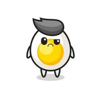 boiled egg cartoon with an arrogant expression vector