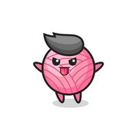 naughty yarn ball character in mocking pose vector