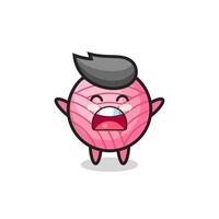 cute yarn ball mascot with a yawn expression vector