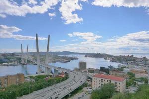 Golden bridge of Vladivostok seascape in Vladivostok Russia photo