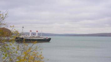 Retro vintage Angara Icebreaker ship in Irkutsk Russia photo