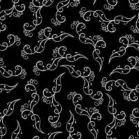 Floral dark seamless pattern. Elegant black and white texture. vector