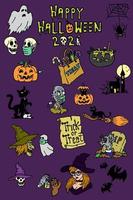 Cartoon Halloween doodles vector