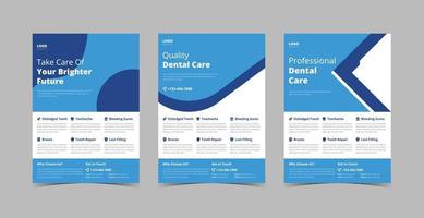 Dental care flyer design template bundle vector