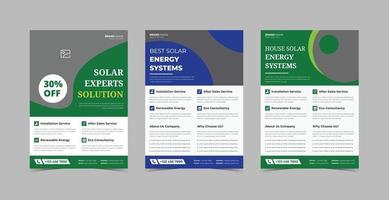 Solar energy flyer design template bundle vector