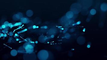 Wave of glow blue neon particles. Futuristic dots dynamic wave video