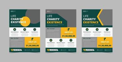 Charity support flyer design template bundle vector