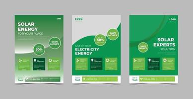 Solar energy flyer design template bundle vector