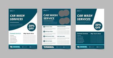 Car wash flyer design template bundle vector