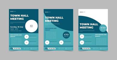 Townhall meeting flyer design template bundle vector