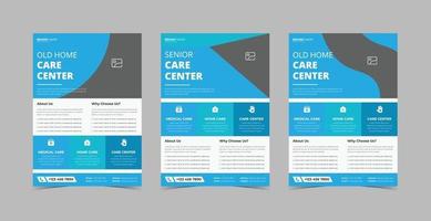 Senior care flyer design template bundle vector