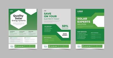 Solar energy flyer design template bundle vector