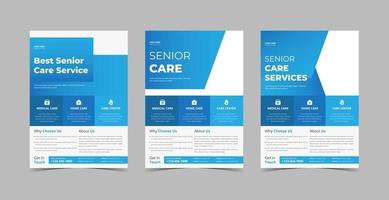 Senior care flyer design template bundle vector