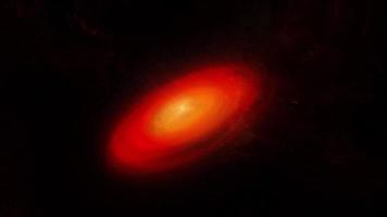 Space flight exploration with spiral red cloud in deep space video