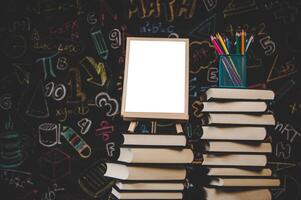 blank photo frame in the classroom