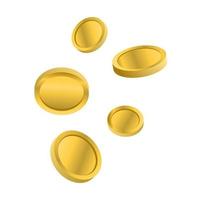 3d gold coin scattered elements vector