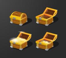 3d vector illustration of treasure chest box and coin set