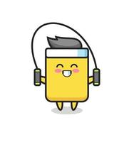 yellow card character cartoon with skipping rope vector