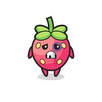 injured strawberry character with a bruised face vector