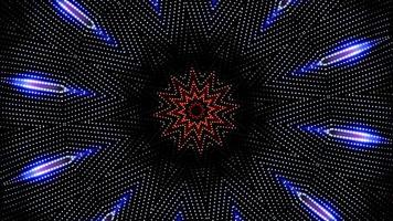 Abstract visual art glow star shape kaleidoscope sequence pattern.