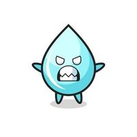 wrathful expression of the water drop mascot character vector