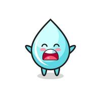 cute water drop mascot with a yawn expression vector