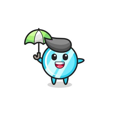 cute mirror illustration holding an umbrella