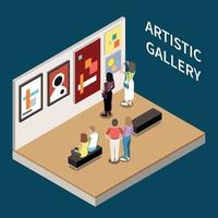 Artistic Gallery Isometric Background vector