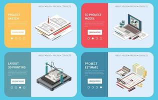 Isometric Architect Banners Set vector