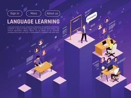 Language Learning Isometric Website vector