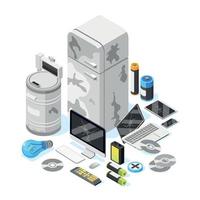 Electronic Garbage Isometric Composition vector