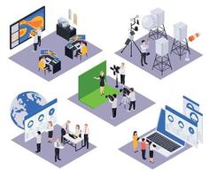 Meteorology Isometric Compositions Set vector