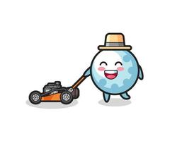 illustration of the golf character using lawn mower vector